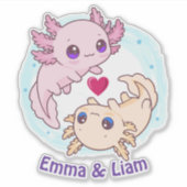 Persoonlijke Axolotl Koppel Valentijnsticker Sticker (Voorkant)