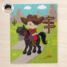 Persoonlijke Aziatische Cowboy Jigzaag Puzzle