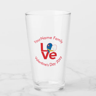 Persoonlijke Azorische Rode LOVE Vlag Glas
