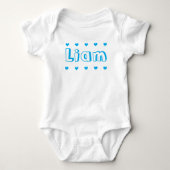 Persoonlijke Azure Blauwe Hart Jongensnaam Romper (Voorkant)