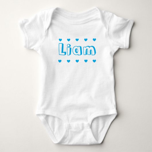 Persoonlijke Azure Blauwe Hart Jongensnaam Romper (Voorkant)