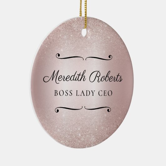 Persoonlijke baas CEO Blush Metallic Keepslag Keramisch Ornament (Rechts)