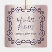 Persoonlijke baas CEO Blush Metallic Keepslag Keramisch Ornament (Achterkant)