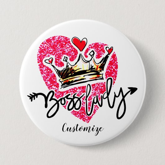 Persoonlijke baas Lady Ronde Button 7,6 Cm (Voorkant)