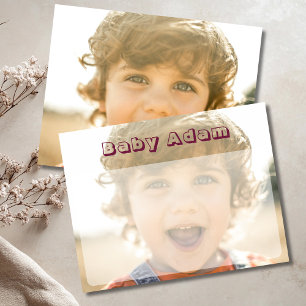 Persoonlijke babiefoto naam briefpapier notitiekaa kaart