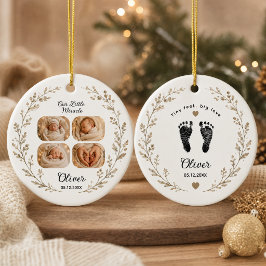 Persoonlijke baby 4 foto ronde keramische kerstbal keramisch ornament
