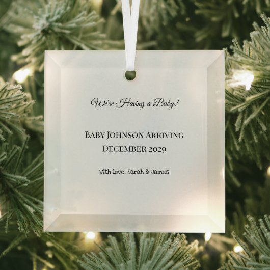 Persoonlijke baby-aankondiging glazen ornament (Insitu)