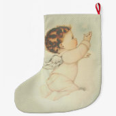 Persoonlijke Baby Angel op cloud Grote Kerstsok (Achterkant)