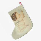 Persoonlijke Baby Angel op cloud Grote Kerstsok (Achterkant (Hangend))