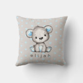 Persoonlijke baby-baby's Teddy Bear Blue Hearts Kussen (Achterkant)