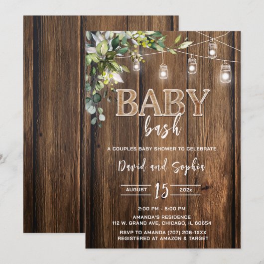 Persoonlijke Baby Bash Shower Kaart (Voorkant / Achterkant)