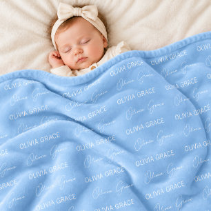Persoonlijke baby blauwe naam nursery deken