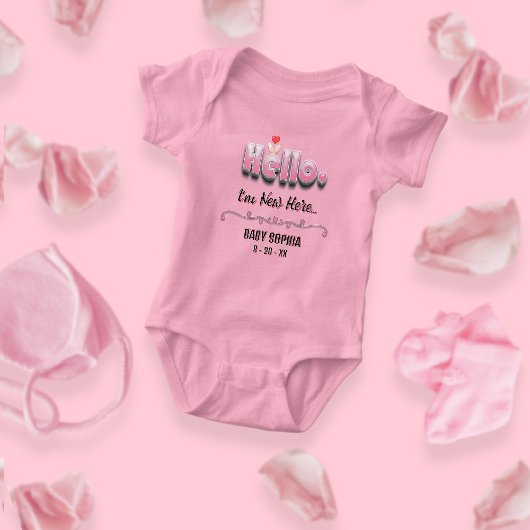 Persoonlijke Baby Borrel Cute Roze Hallo Hart Romper