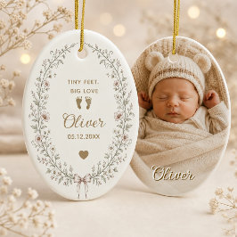Persoonlijke baby botanische krans keramiek keramisch ornament