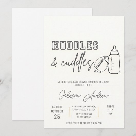 Persoonlijke Baby Boy Kickoff Football Baby shower Kaart (Voorkant / Achterkant)