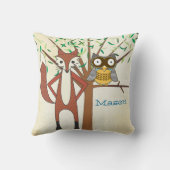Persoonlijke Baby Boy's Room Cute Fox and Owl Kussen (Achterkant)