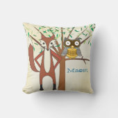 Persoonlijke Baby Boy's Room Cute Fox and Owl Kussen (Voorkant)