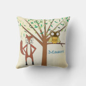Persoonlijke Baby Boy's Room Cute Fox and Owl Kussen (Achterkant)