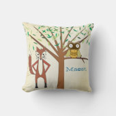 Persoonlijke Baby Boy's Room Cute Fox and Owl Kussen (Voorkant)