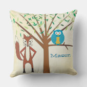 Persoonlijke Baby Boy's Room Cute Fox and Owl Kussen (Achterkant)