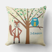 Persoonlijke Baby Boy's Room Cute Fox and Owl Kussen (Voorkant)