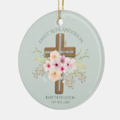 Persoonlijke BABY-dopeinding Bloemenkruis FOTO Keramisch Ornament (Links)