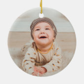 Persoonlijke BABY-dopeinding Bloemenkruis FOTO Keramisch Ornament (Achterkant)