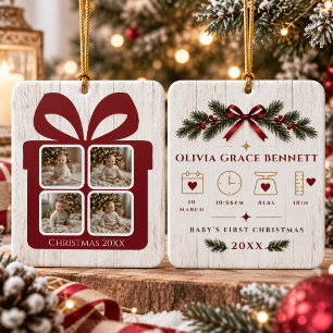 Persoonlijke baby eerste kerst foto ornament