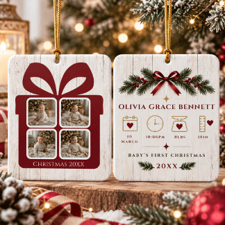 Persoonlijke baby eerste kerst foto ornament