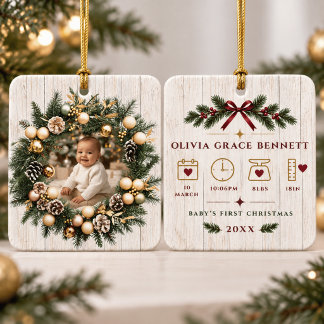 Persoonlijke baby eerste kerst foto ornament