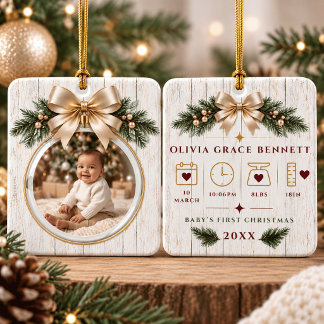 Persoonlijke baby eerste kerst foto ornament