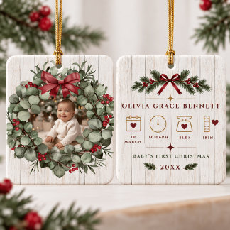 Persoonlijke baby eerste kerst foto ornament