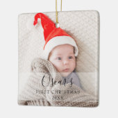 Persoonlijke Baby Eerste Kerstfoto Naam Keramisch Ornament (Links)