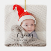 Persoonlijke Baby Eerste Kerstfoto Naam Keramisch Ornament (Achterkant)