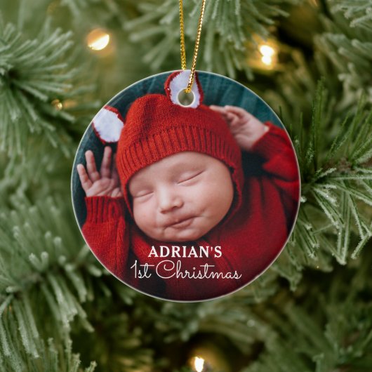 Persoonlijke Baby Eerste Kerstmis Keramisch Ornament (Boom)