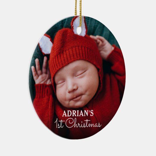 Persoonlijke Baby Eerste Kerstmis Keramisch Ornament (Rechts)
