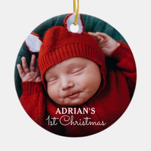 Persoonlijke Baby Eerste Kerstmis Keramisch Ornament (Voorkant)