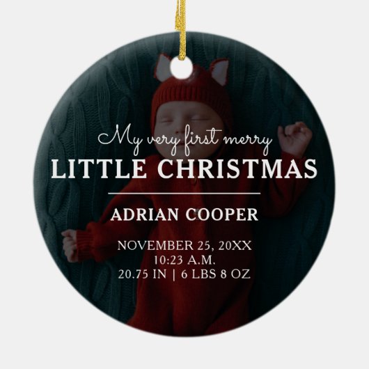 Persoonlijke Baby Eerste Kerstmis Keramisch Ornament (Achterkant)