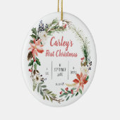 Persoonlijke Baby Eerste Kerstmis Keramisch Ornament (Rechts)