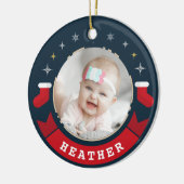 Persoonlijke Baby Eerste Kerstmis Keramisch Ornament (Links)