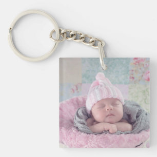 Persoonlijke baby familie foto sleutelhanger