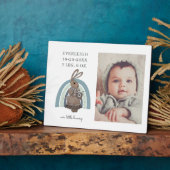 Persoonlijke Baby foto Bunny Rainbow Birth Stats Fotoplaat (Zijkant)