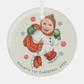 Persoonlijke Baby Foto Chubby Santa Glas Ornament (Voorkant)