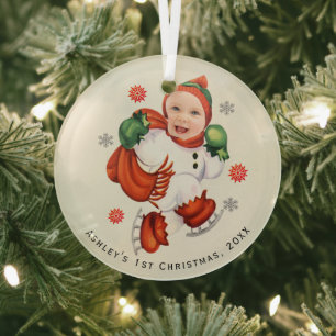 Persoonlijke Baby Foto Chubby Santa Glas Ornament