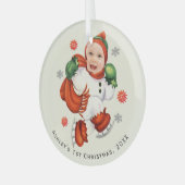 Persoonlijke Baby Foto Chubby Santa Glas Ornament (Voorkant links)