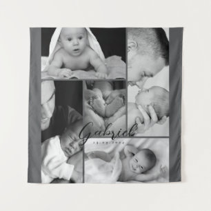 Persoonlijke baby foto deken collage wandkleed