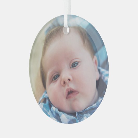 Persoonlijke Baby foto Glas Ornament (Voorkant links)
