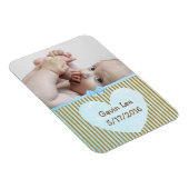 Persoonlijke Baby foto Magnet Brown & Blue Stripe Magneet (Rechterzijde)