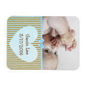 Persoonlijke Baby foto Magnet Brown & Blue Stripe Magneet (Horizontaal)