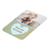 Persoonlijke Baby foto Magnet Brown & Blue Stripe Magneet (Linkerzijde)